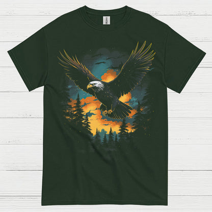 Bald Eagle Sunset Forest Freedom Wilderness T Shirt