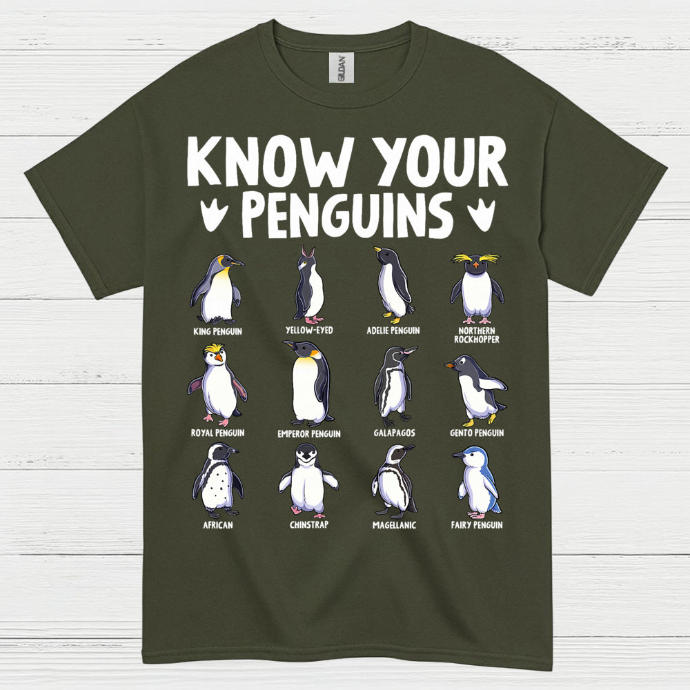 Know Your Penguins Educational Graphic T Shirt