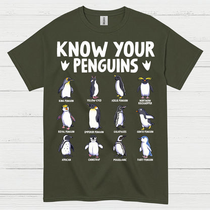 Know Your Penguins Educational Graphic T Shirt