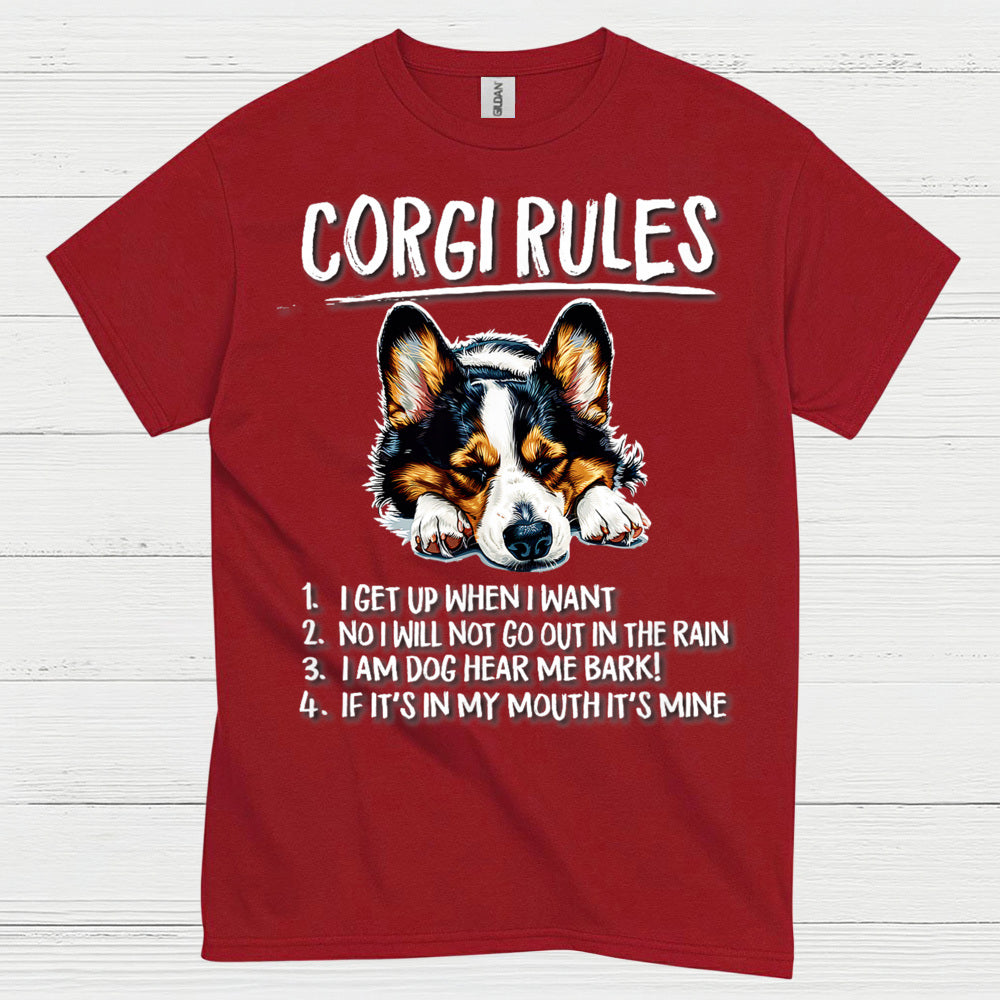 Corgi Rules Funny Dog T Shirt