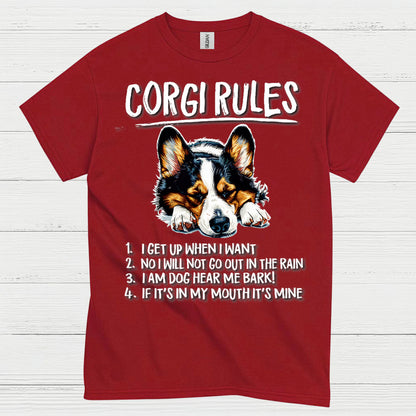 Corgi Rules Funny Dog T Shirt