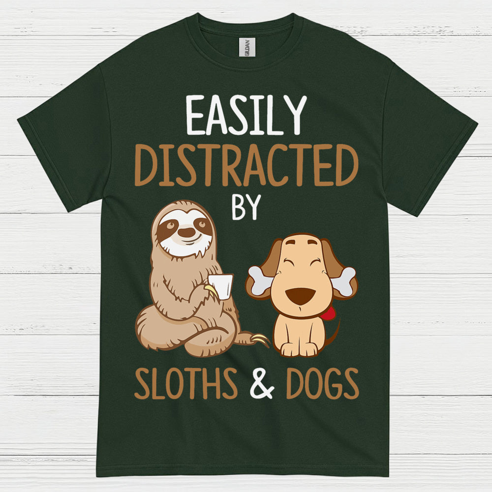 Easily Distracted Sloths And Dogs T Shirt