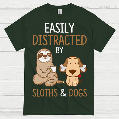 Easily Distracted Sloths And Dogs T Shirt