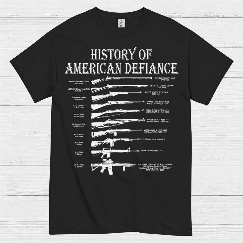 History Of American Defiance Patriotic Gun T Shirt
