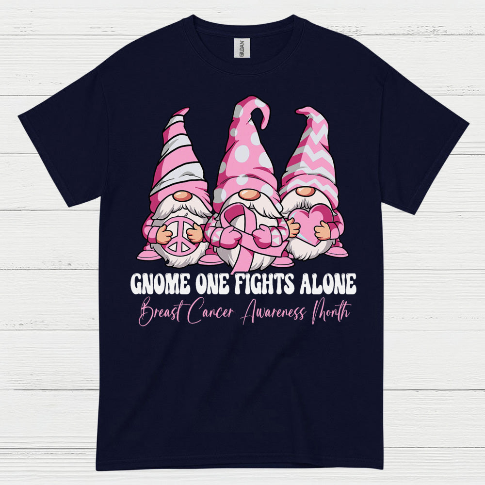 Gnome One Fights Alone Breast Cancer Awareness T Shirt