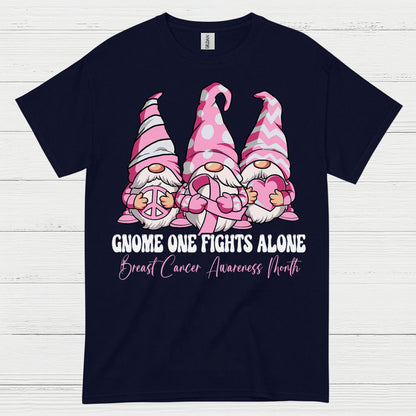 Gnome One Fights Alone Breast Cancer Awareness T Shirt