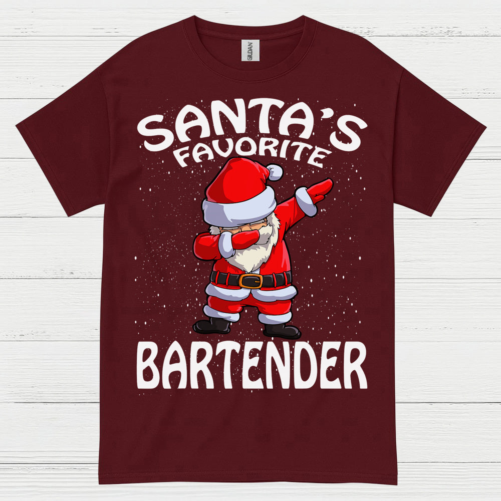 Santas Favorite Bartender Christmas T Shirt