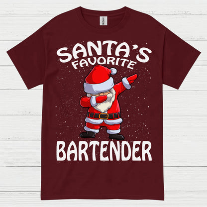 Santas Favorite Bartender Christmas T Shirt