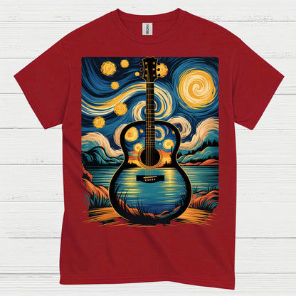 Guitar Starry Night Art T Shirt