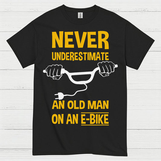 Never Underestimate Old Man E Bike T Shirt