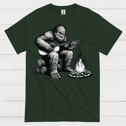 Bigfoot Playing Guitar Campfire T Shirt