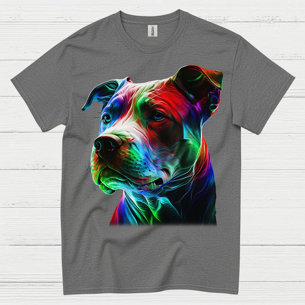 Colorful Pitbull Portrait Art T Shirt