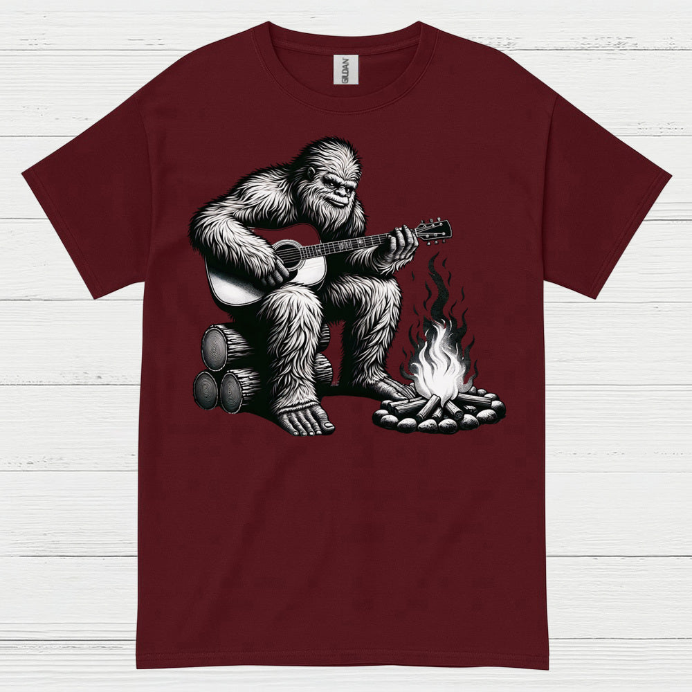 Bigfoot Playing Guitar Campfire T Shirt