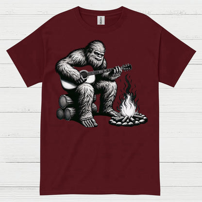Bigfoot Playing Guitar Campfire T Shirt