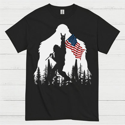 Bigfoot American Flag Silhouette T Shirt