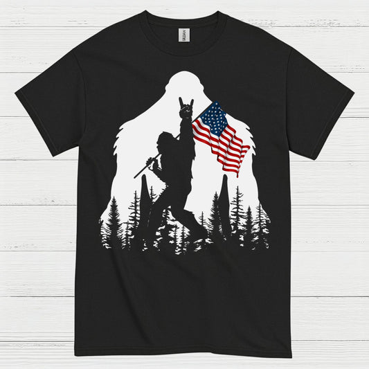 Bigfoot American Flag Silhouette T Shirt