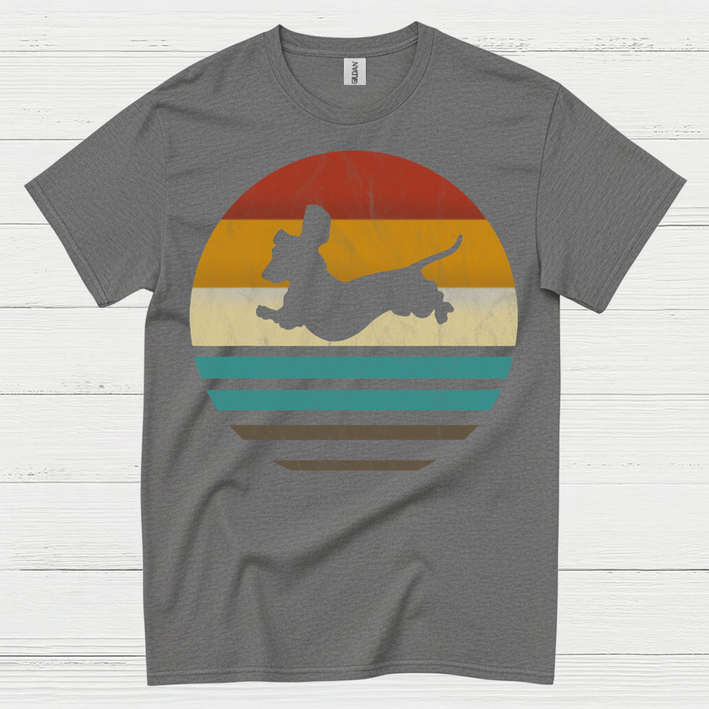 Retro Dachshund Silhouette Sunset T Shirt