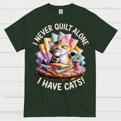 Quilting With Cats Humor T Shirt