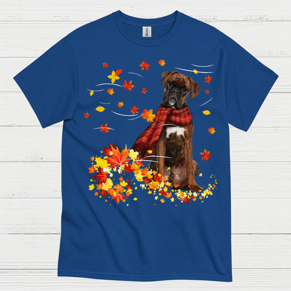 Autumn Boxer Dog T Shirt