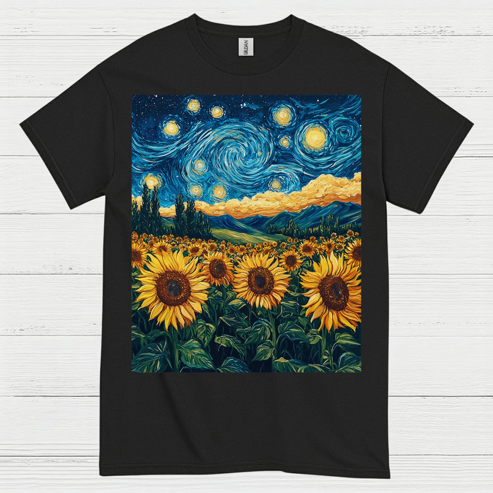 Sunflower Starry Night Art T Shirt
