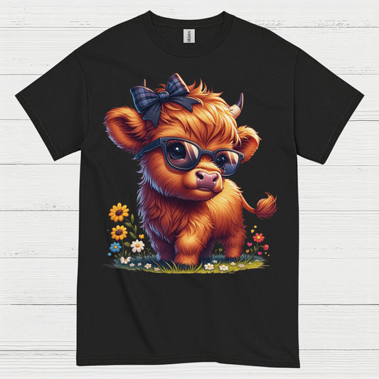 Cute Highland Cow Sunglasses T Shirt