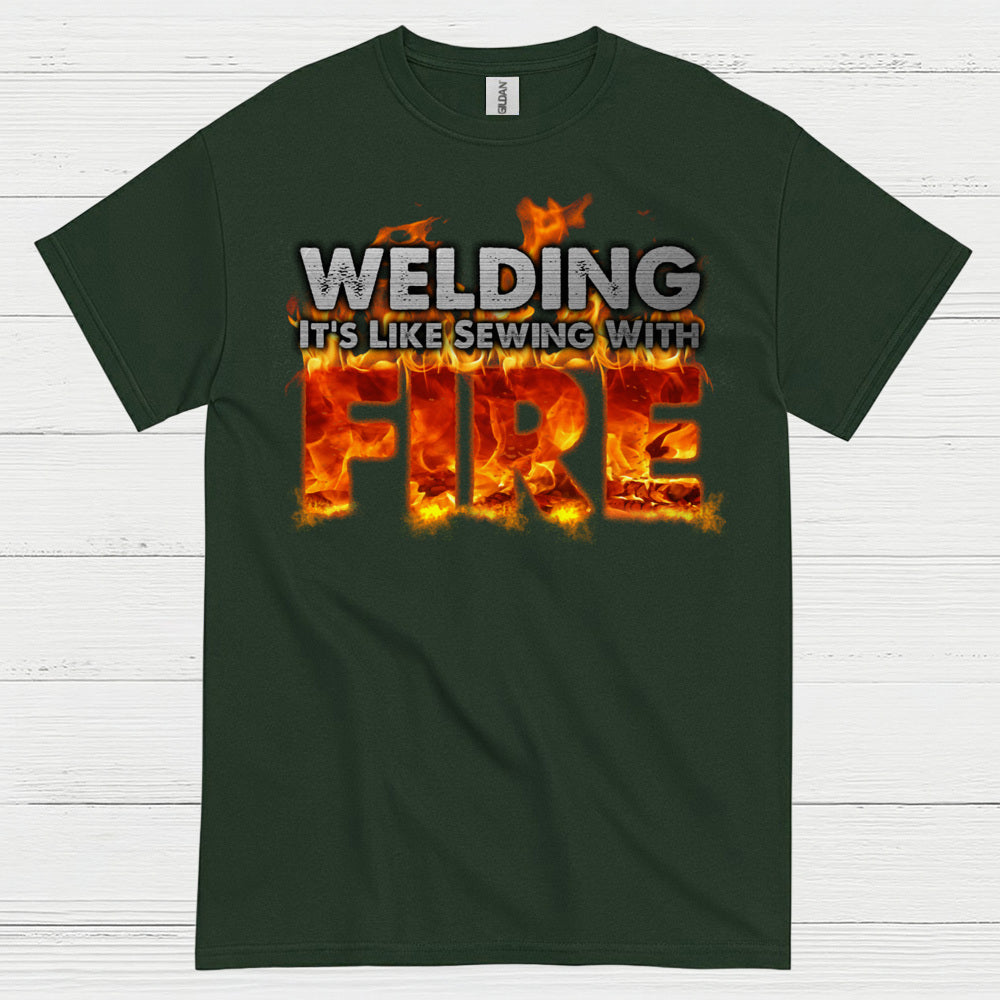 Welding Sewing With Fire T Shirt
