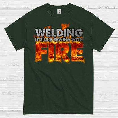 Welding Sewing With Fire T Shirt