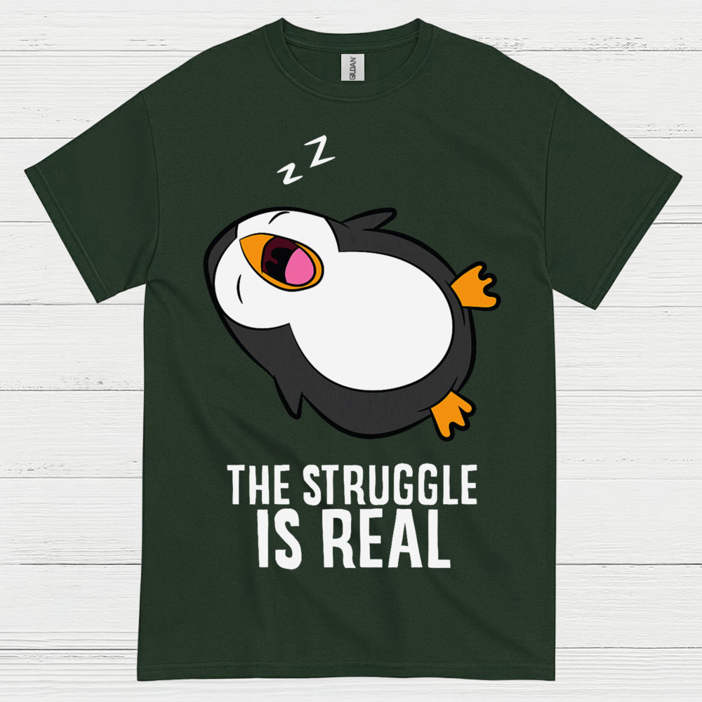The Struggle Is Real Sleeping Penguin Funny T Shirt