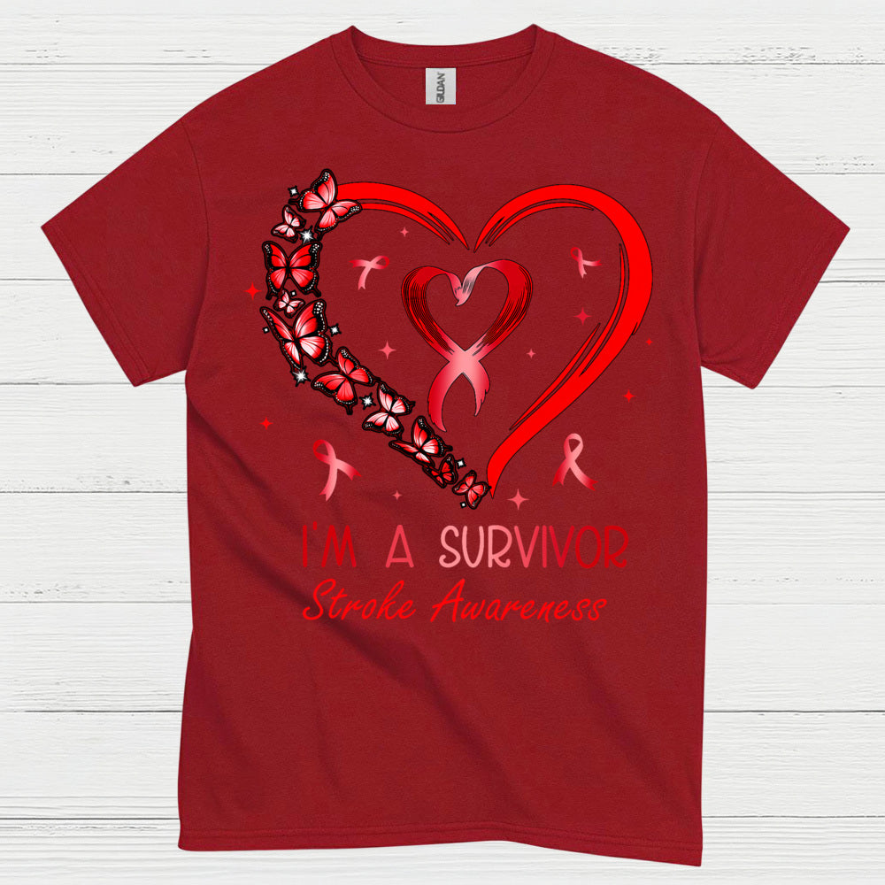 Proud Stroke Survivor Awareness Heart T Shirt