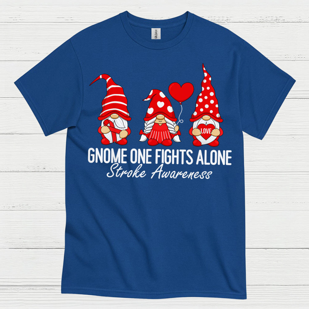 Gnome One Fights Alone Stroke Awareness T Shirt