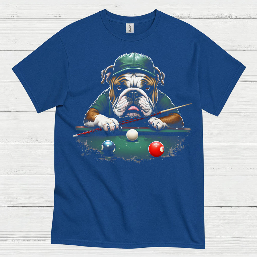 Bulldog Playing Pool Graphic T Shirt