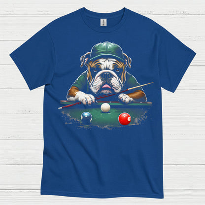 Bulldog Playing Pool Graphic T Shirt