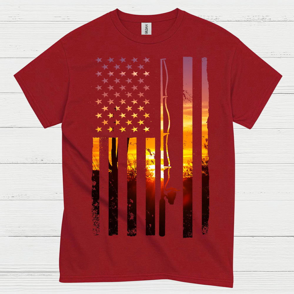 American Flag Fishing T Shirt