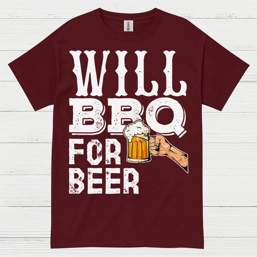 Will BBQ For Beer Funny Grill T Shirt