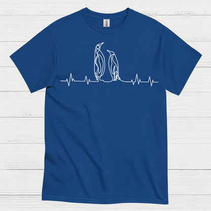 Minimal Penguin Heartbeat Line Art T Shirt