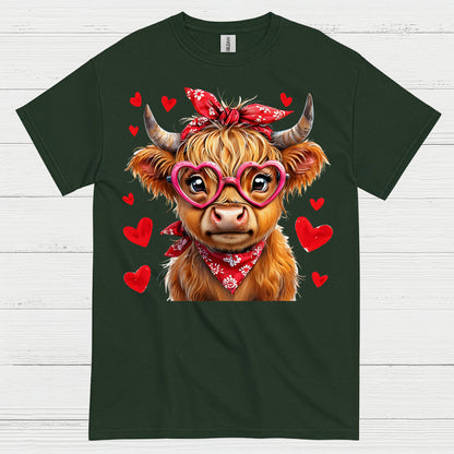 Cute Valentine Cow Heart Glasses T Shirt