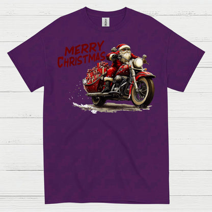 Merry Christmas Motorcycle Santa T Shirt