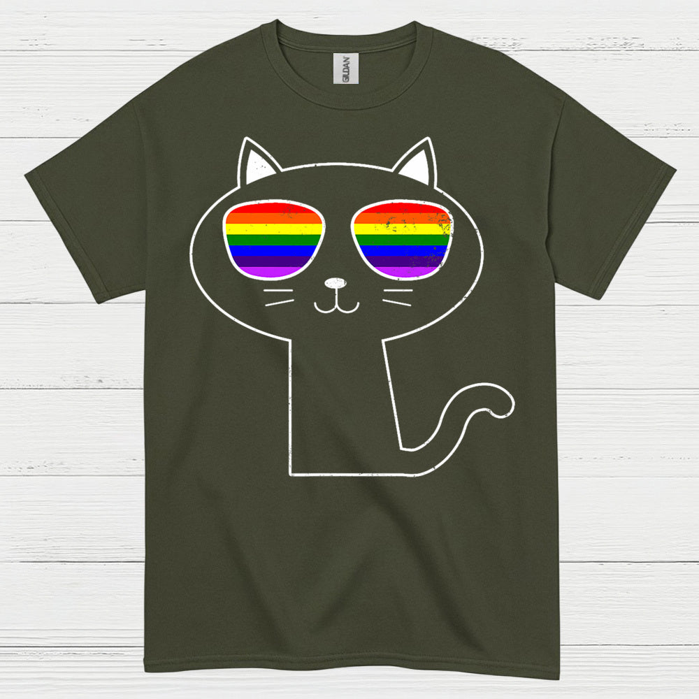Rainbow Sunglasses Cat Pride T Shirt