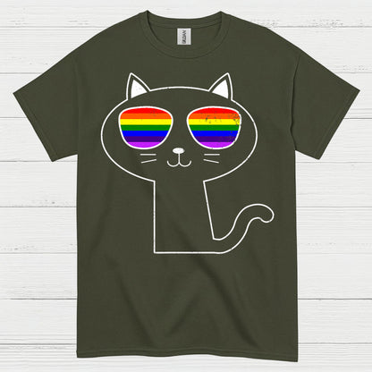 Rainbow Sunglasses Cat Pride T Shirt