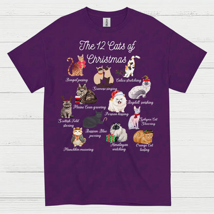 12 Cats of Christmas Cat Holiday T Shirt