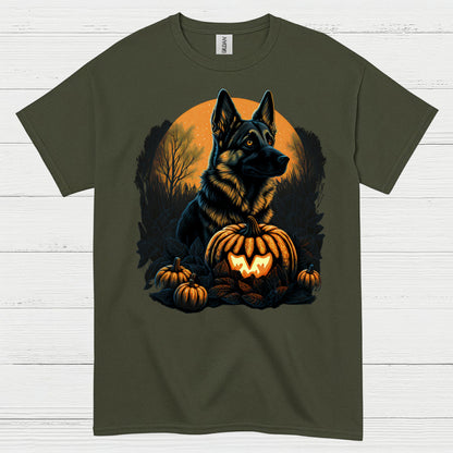 German Shepherd Halloween Pumpkin Night T Shirt