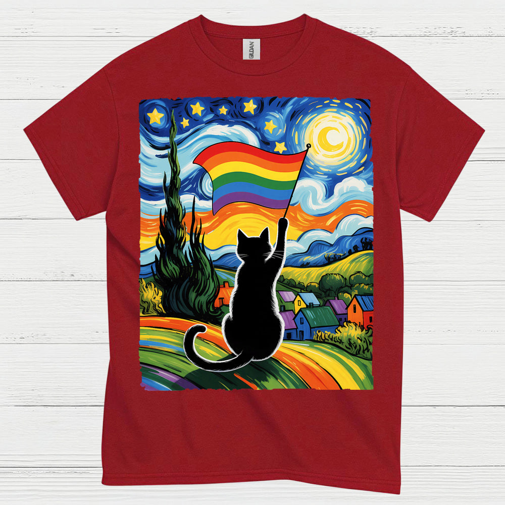 Rainbow Cat Art Pride T Shirt