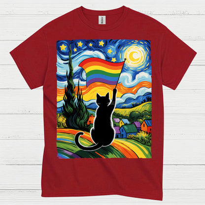 Rainbow Cat Art Pride T Shirt