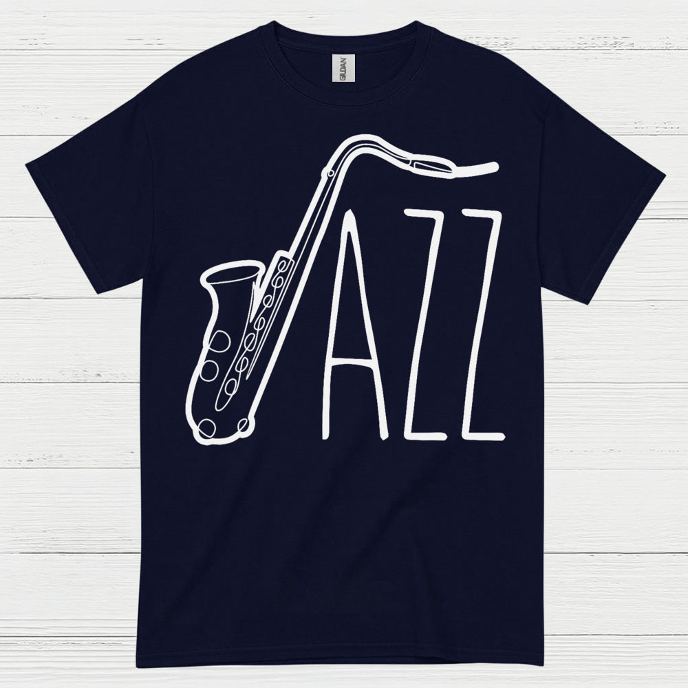 Jazz Saxophone Minimal Line Art T Shirt
