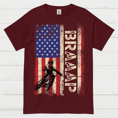 Just Braaap American Motocross Flag T Shirt