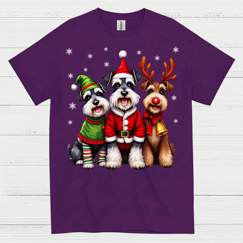 Cute Christmas Schnauzer Dog Family T Shirt