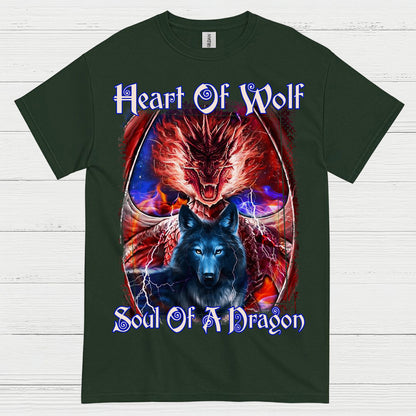 Heart Of Wolf Soul Of A Dragon T Shirt