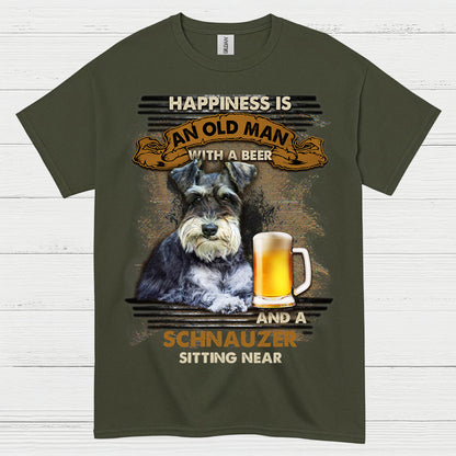 Happiness Is Schnauzer And Beer Funny T Shirt