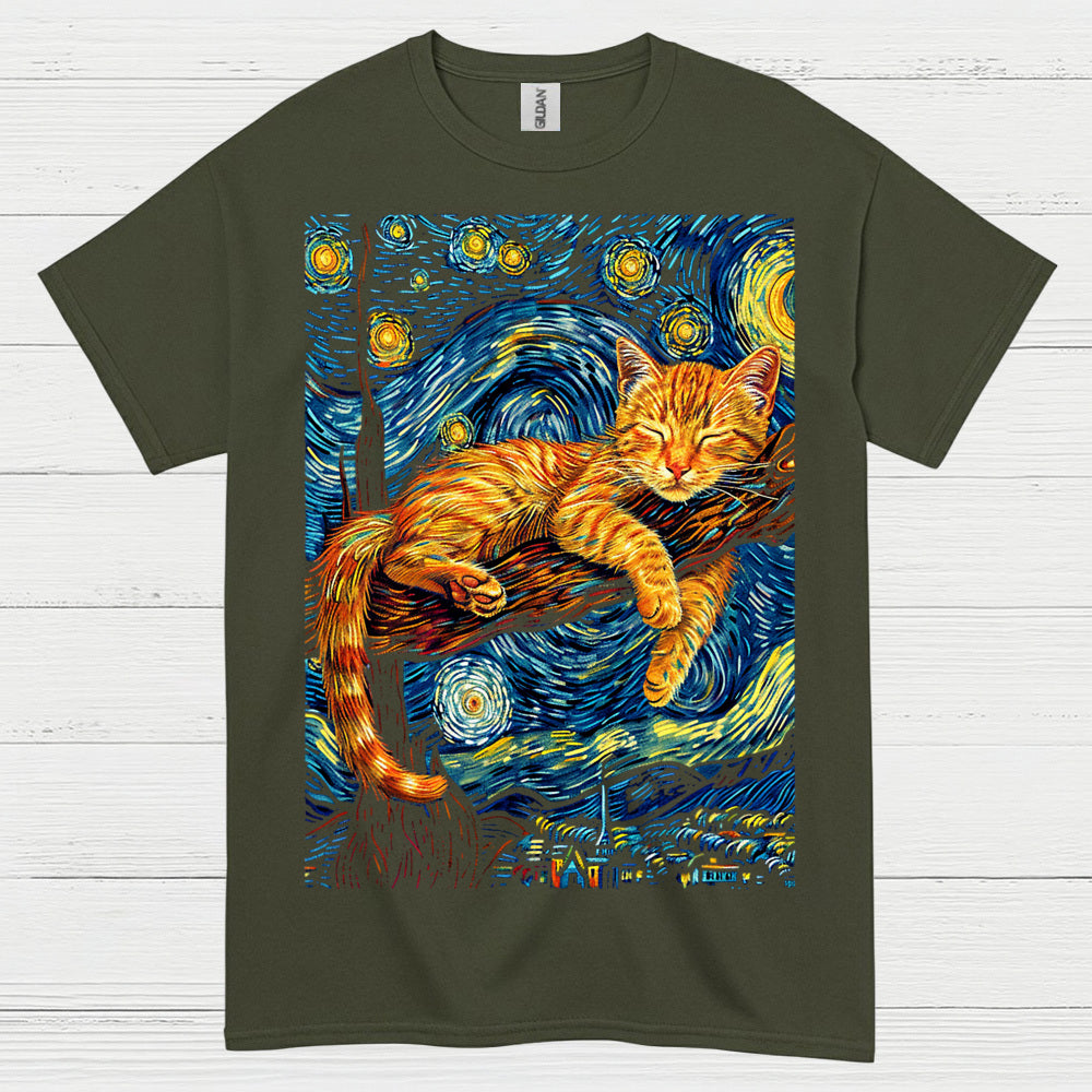 Peaceful Sleeping Cat Art T Shirt