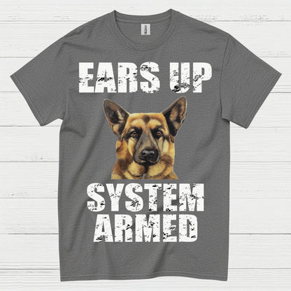 Ears Up System Armed German Shepherd T Shirt